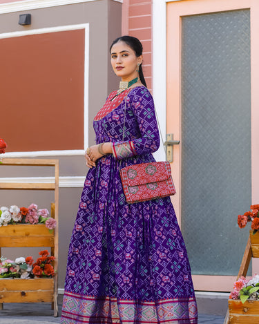 Banarasi Zari Weaving Sleeves Glorious Traditional Gown 1