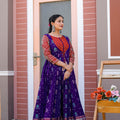 BLUE Banarasi Zari Weaving Sleeves Glorious Traditional Gown  7