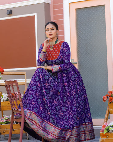 Banarasi Zari Weaving Sleeves Glorious Traditional Gown 3