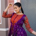 PURPLE  Banarasi Zari Weaving Sleeves Glorious Traditional Gown  5