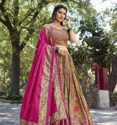 Mustard Colour Kalamkari Tussar Silk Lehenga Choli