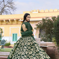 Green Floral Design Tussar Silk Lehenga Choli 2