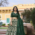 Green Floral Design Tussar Silk Lehenga Choli