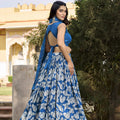 Royal Blue Floral Design Tussar Silk Lehenga Choli 2