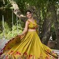 Mustard Colour Floral Fantasy: Polyester Viscose Chanderi Lehenga Choli 2