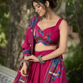 Rani Pink Colour Floral Fantasy: Polyester Viscose Chanderi Lehenga Choli 2