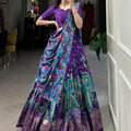 Purple Tussar Silk Lehenga Choli with Kalamkari Print 2