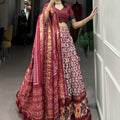 Maroon Colour Tussar Silk With Ikkat Print Lehenga Choli 1