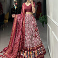 Maroon Colour Tussar Silk With Ikkat Print Lehenga Choli 3