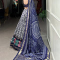 Navy Blue Colour Tussar Silk With Ikkat Print Lehenga Choli 4