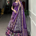 Purple Colour Tussar Silk With Ikkat Print Lehenga Choli