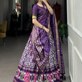 Purple Colour Tussar Silk With Ikkat Print Lehenga Choli 3