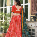 Red Colour Patola Print Lehenga Choli with Leheriya Style 3
