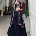 Black color Sequins and Thread Embroidery Work Bridal Lehenga Choli 3