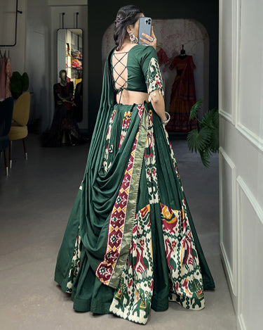 Green Colour Navratri Special Printed Patola Style Chaniya Choli 4