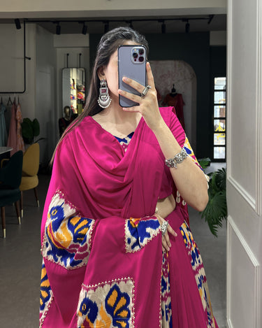 Pink Colour Navratri Special Printed Patola Style Chaniya Choli 2