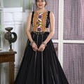 black Rayon Plain And Lace Border With Gotta Patti Touch Up Chaniya Choli