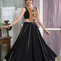 Black Rayon Plain And Lace Border With Gotta Patti Touch Up Chaniya Choli 2