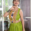 Parrot Rayon Plain And Lace Border With Gotta Patti Touch Up Chaniya Choli 2