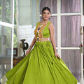 Parrot Rayon Plain And Lace Border With Gotta Patti Touch Up Chaniya Choli 1