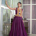 Wine Rayon Plain And Lace Border With Gotta Patti Touch Up Chaniya Choli