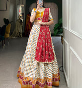 Mustard Colour Pure Cotton Leheriya Style with Patola Print Chaniya Choli