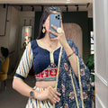 Navy blue Colour Pure Cotton Leheriya Style with Patola Print Chaniya Choli 3