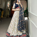 Navy blue Colour Pure Cotton Leheriya Style with Patola Print Chaniya Choli 1