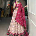 Pink Colour Pure Cotton Leheriya Style with Patola Print Chaniya Choli 1