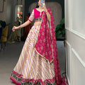 Pink Colour Pure Cotton Leheriya Style with Patola Print Chaniya Choli 2