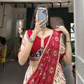 Red Colour Pure Cotton Leheriya Style with Patola Print Chaniya Choli 4