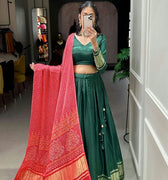 GREEN  Gaji Silk Bandhani Chaniya Choli 2