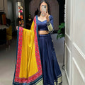 NAVY BLUE Gaji Silk Bandhani Chaniya Choli  1