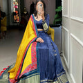 NAVY BLUE Gaji Silk Bandhani Chaniya Choli  2