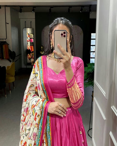 PINK  Gaji Silk Bandhani Chaniya Choli 