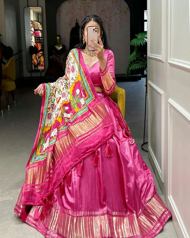 PINK  Gaji Silk Bandhani Chaniya Choli  2