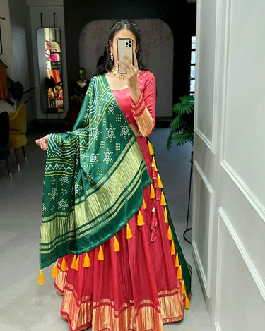 RED Gaji Silk Bandhani Chaniya Choli  2