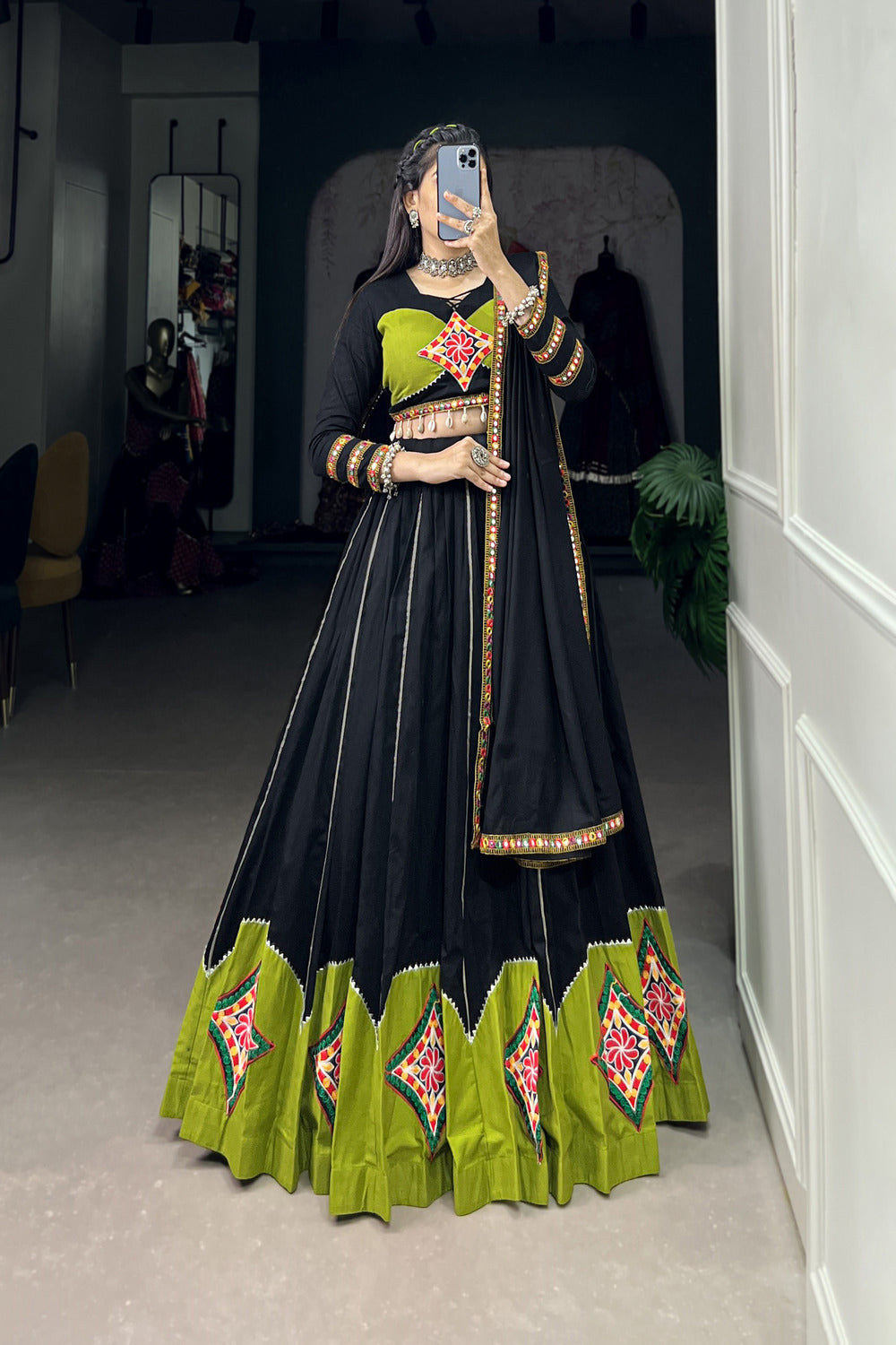 Black Colour Cotton Chaniya Choli