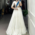 White Pure Rayon Plain With Gota Lace Border Chaniya Choli