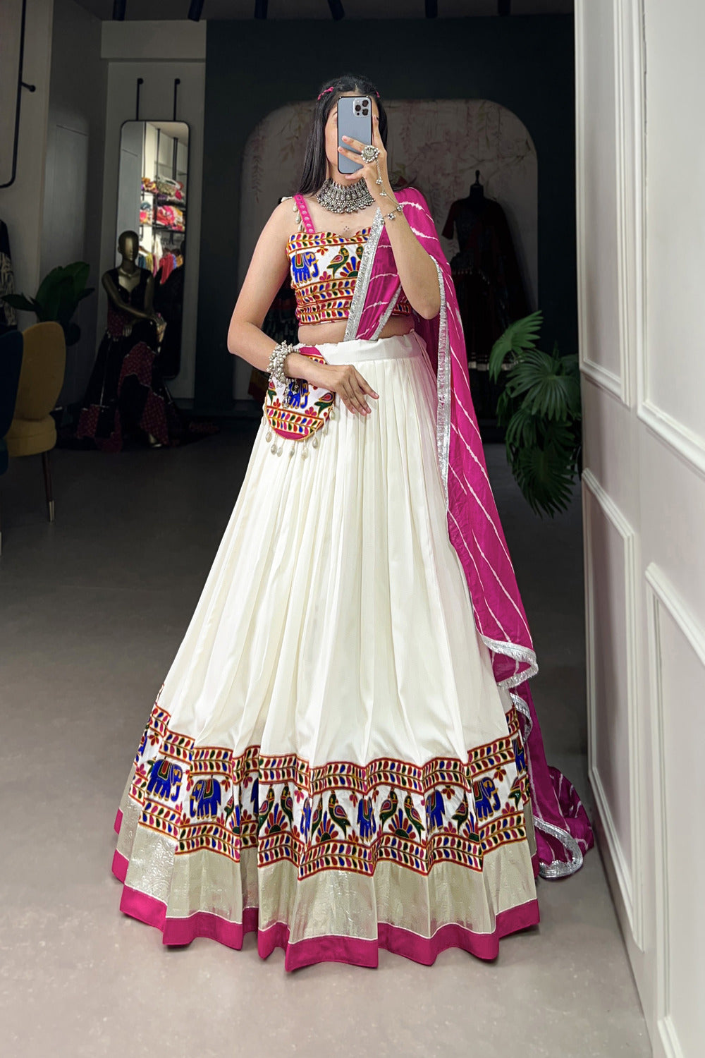 Navaratri Special White Color Chaniya Choli