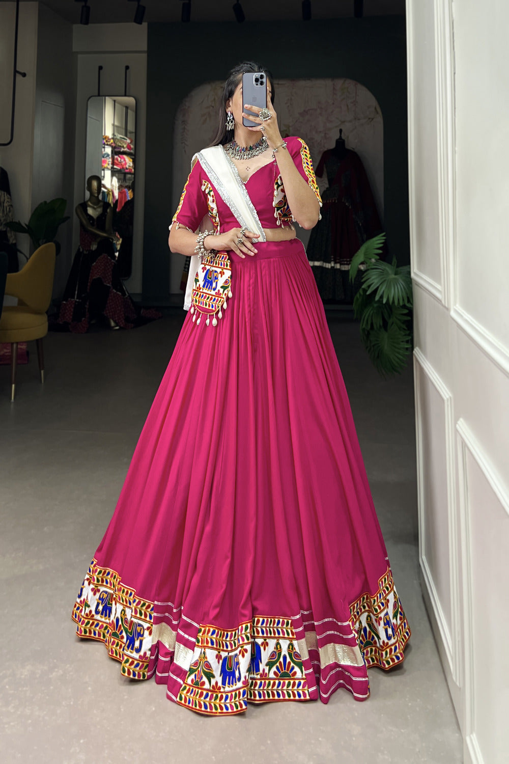 Pink Colour Navratri Special Pure Cotton Chaniya Choli