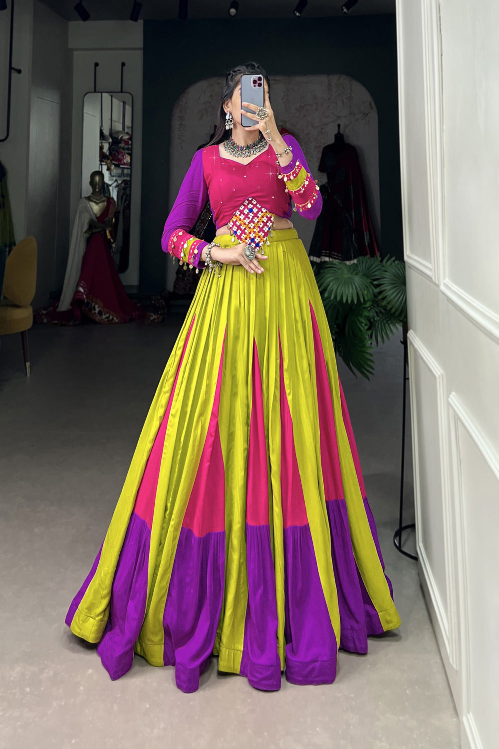 Parrot Color Navaratri Co-Ord Set