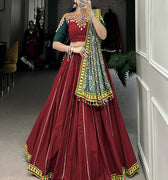 Pure Cotton Navratri Gamthi Work Chaniya Choli