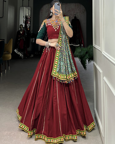 Pure Cotton Navratri Gamthi Work Chaniya Choli