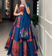 Blue Colour Pure cotton Navratri Chaniya Choli