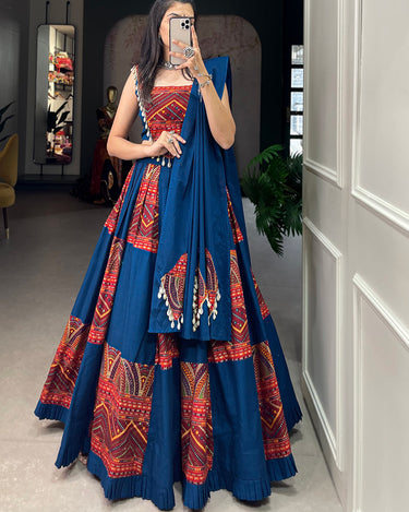 Blue Colour Pure cotton Navratri Chaniya Choli