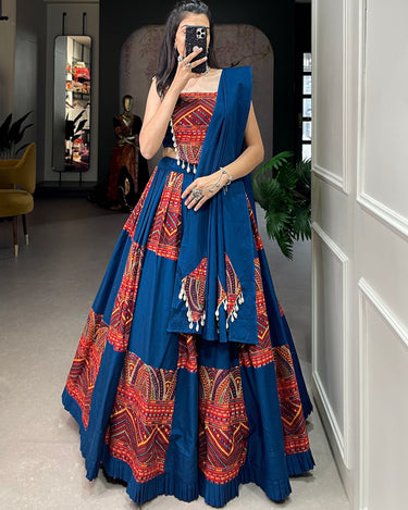 Blue Colour Pure cotton Navratri Chaniya Choli 4