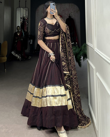 Black Latest Navratri Bandhej Print Chaniya Choli 2