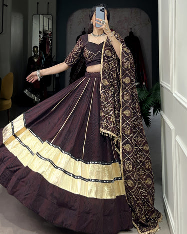 Black Latest Navratri Bandhej Print Chaniya Choli 3