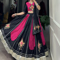 Radiant Pink and Black Cotton Chaniya Choli with Gamthi Work 5